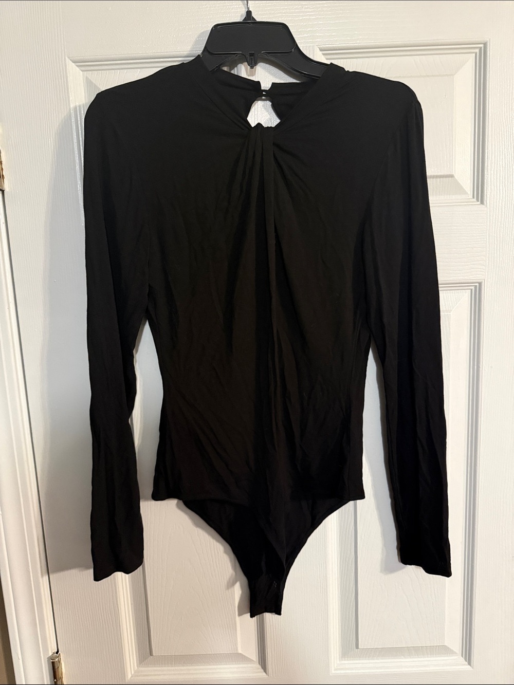 Calvin Klein Black Long-Sleeve Twist-Front Bodysuit
